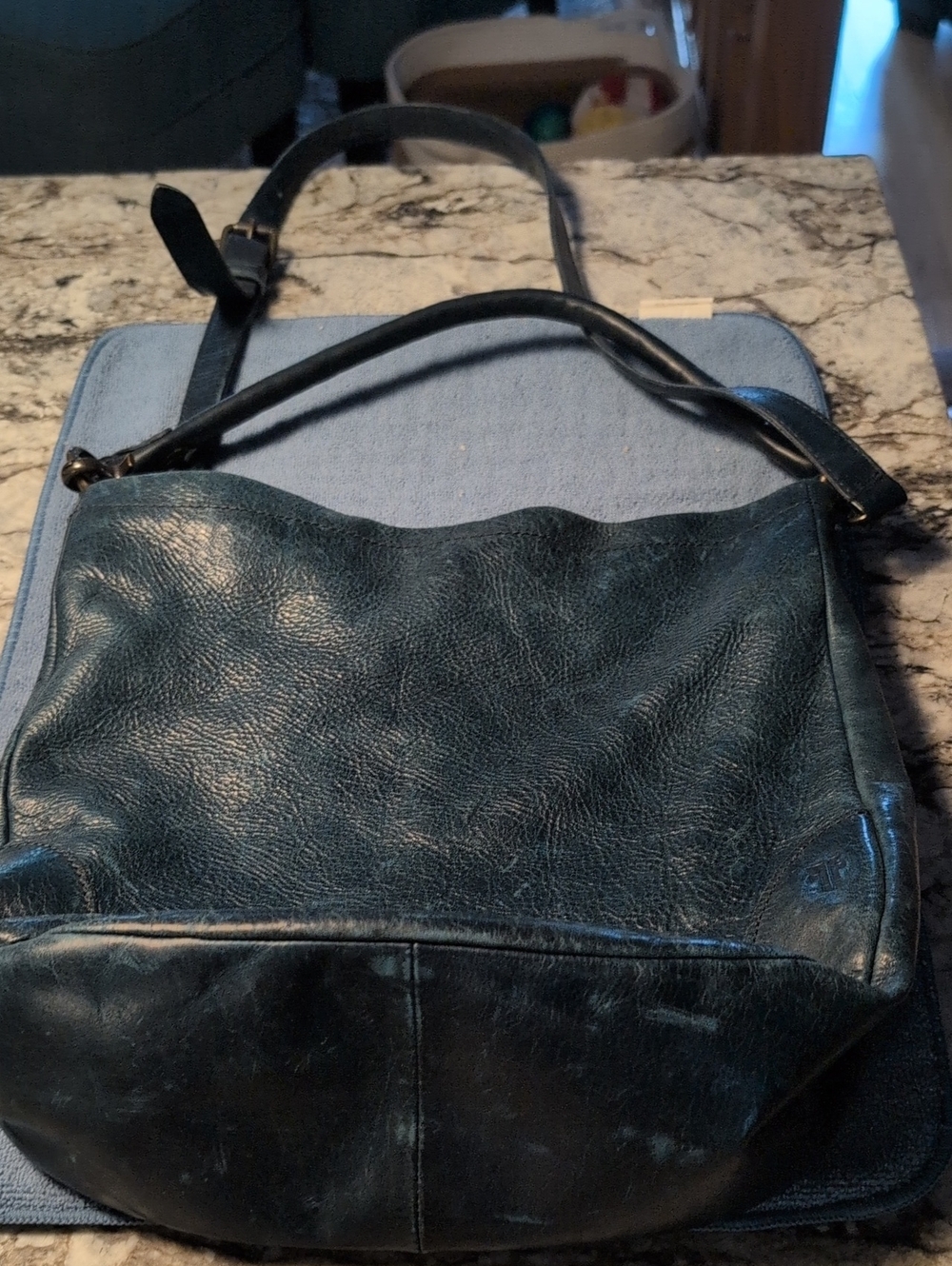 Frye Deep Teal Leather Messenger Bag